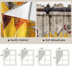 Sunflowers Swag Valances for Windows, Retro Flower Barn Doors Butterfly Farmhouse Brown Rod Pocket Kitchen Curtains Valance, Small Window Curtains Swag for Cafe Living Room, 2 Panels, 28x36 inch