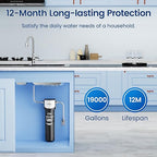 Vortopt Under Sink Water Filter System,NSF/ANSI 42 Certified Water Purifier,28000 Galloons Large Flow Flux,Reduces PFOA/PFOS,Chlorine,Bad Odors,Direct Connect to Kitchen Faucet (Black-Q5-C2-28000GAL)