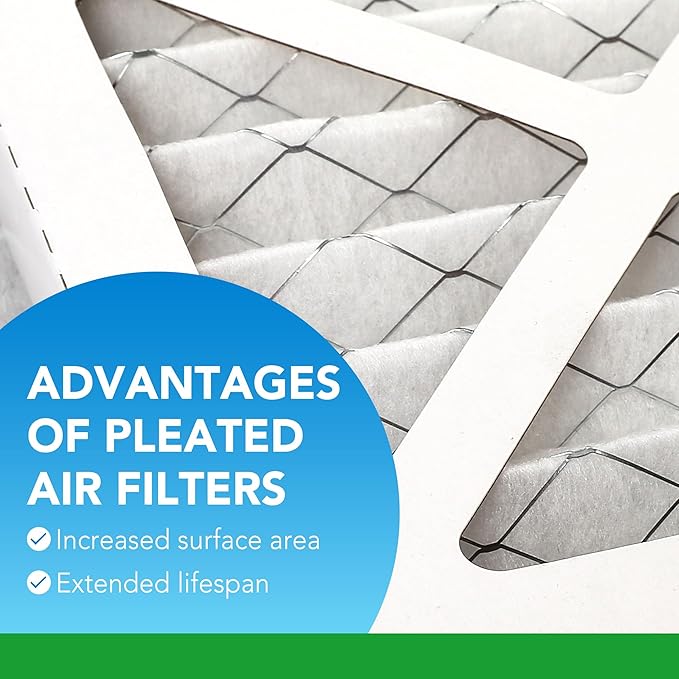 LotFancy 10x20x1 Air Filter MERV 8 4-Pack, Electrostatic Pleated Furnace & AC Filter, Captures Dust, Pet Hair, Pollen, Actual Size: 9.75"x19.75"x0.75"