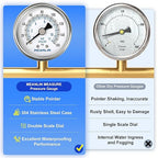 MEANLIN MEASURE 0~160Psi Dry Pressure Gauge Stainless Steel 1/8" NPT 2" FACE DIAL Waterproof for Air Compressor RV Regulator Water Pressure Tester Back Mount with 1/4" NPT and 3/8" NPT Hex Bush