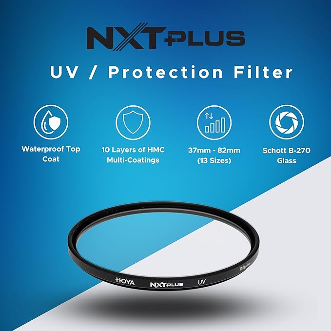 Hoya NXT Plus 82mm UV Filter — Schott B270 Clear Glass with 10-Layer HMC Multi-Coating for 98% Light Transmission, Waterproof Top-Coat, Aluminum Frame - Camera Lens Filter for Sharp, Clear Images