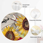 Red Yellow Sunflowers Living Room Curtains 84 Inch Length, Window Curtains Tab Top, Retro Rustic Barn Doors Butterfly Brown Light Filtering Window Treatments Drapes 52"x84" 2 Panel