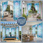 Ocean Shell Outdoor Curtains for Patio Corals Starfish Summer Marine Waterproof Outside Curtains with Grommet Top Weatherproof Curtain for Cabana Pergola Gazebo, 2 Pack, 54" W x 84" L