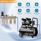 3/4" NPT Industrial Grade 4 Stage Air Compressor Drying System, 0-240 PSI, Particulate & Coalescing Filters, Auto Drain Air Compressor Water Separator System Filter Oil for Paint Spray＆ Plasma Cutter