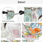 Easter Kitchen Curtains 45 Inch Long 2 Panel Set,Rod Pocket Window Treatment,Spring Watercolor Bunny Eggs Wood Grain Teal Blue Light Filtering Short Curtains & Drapes for Bathroom Laundry 52"W x 45"L