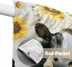 Yellow Sunflowers Swag Valances for Windows, Country Cow Flower Butterfly Farmhouse Cream Rod Pocket Kitchen Curtains Valance, Small Window Curtains Swag for Cafe Living Room, 2 Panels, 28x36 inch
