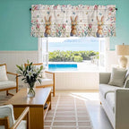 Easter Curtain Valances for Windows, Kitchen Valance Window Treatment, Spring Bunny Butterfly Botanical Wooden Grain Light Filtering Block Curtains for Bathroom/Bedroom/Living Room 42'' x 12''