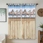 Western Horse Living Room Curtains 84 Inch Length, Window Curtains Tab Top, Farmhouse Wooden Grain Vintage Cowboy Barn Door Light Filtering Window Treatments Drapes 52"x84" 2 Panel