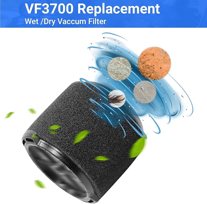 4 Pack VF3700 Filter Compatible with Rigid Vac 3-4.5 Gallon Vacuum Cleaners, Wet Application Foam Filter Fit WS0301VA WS0400DE WS14045