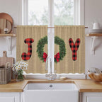Red Green Christmas Kitchen Curtains 54 Inch Long 2 Panel Set, Rod Pocket Window Curtains Panels, Xmas Botanical Winter Farmhouse Light Filtering Privacy Draperies for Bedroom Laundry 42"W x 54"L