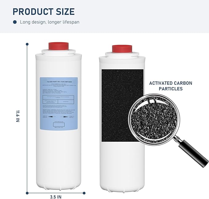 51300C Water Replacement Filter Compatible with Elkay 51300C EWF3000, and Ezh20 Bottle Filling Station, 3000 Gallon Water Filter Replacement for ERF750, 51299C, 55898C (No Chip)