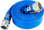 2'' x 50 Ft Discharge Hose, Heavy Duty PVC Lay Flat Water Backwash Hose,Durable Pool Drain Hose with Aluminum CE Fittings for Water Pump And Filters