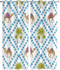 2 Panel Kitchen Cafe Curtains, Camels Palm Trees Sunlight Filtering Nature Air Through, Home Decor Window Covering Tier Curtains for Living Room 80W x 84L inch Tropical Desert Animal Plants Polka Dot