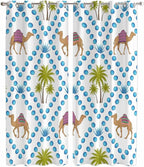 2 Panel Kitchen Cafe Curtains, Camels Palm Trees Sunlight Filtering Nature Air Through, Home Decor Window Covering Tier Curtains for Living Room 104W x 96L inch Tropical Desert Animal Plants Polka Dot