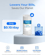 Waterdrop Whole House Water Filter, Sediment Filter, Reduce Chlorine Filter Cartridge, Replacement for GE® FXHTC, GXWH40L, iSpring, Culligan® RFC-BBSA, Whirlpool®, Any 10" x 4.5" System, 5 Micron