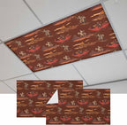 Cowboys Horses 2 Pcs Fluorescent Light Covers 4 x 2 Feet, Desert Ethnic Winds Dark Brown Background Covers for Ceiling Lights Magnetic Light Cloth Filter for Classroom Office Home