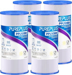 PUREPLUS 20 Micron 10" x 4.5" Whole House Pleated Sediment Filter for Well Water, Replacement Cartridge for GE FXHSC, Culligan R50-BBSA, Pentek R50-BB, DuPont WFHDC3001, W50PEHD, GXWH40L,4Pack