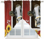 Cows Sunflowers Swag Valances for Windows, Rustic Farms Barns Flowers Bees Animals Rod Pocket Kitchen Curtains Valance, Small Window Curtains Swag for Cafe Bathroom Living Room, 2 Panels, 36x36 inch