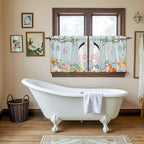 Easter Bunny Kitchen Tier Curtains 24 Inch Long 2 Panel Set,Rod Pocket Cafe Small Window Curtains Over Sink,Easter Eggs Spring Farmhouse Wood Grain Teal Blue Light Filtering Short Drapes 27.5"W x 24"L