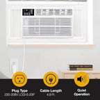 Whirlpool 18,000 BTU 230V Window Air Conditioner with Supplemental Heat, Window Mounted AC Unit with Heater for Apartment, Living Room, Bedroom, Large Rooms up to 1000 Square Feet