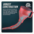 TEC Products FlexAll Long Flexible Funnels - Automotive Oil Funnel with Hose, Durable Nitrile Rubber for Oil Change, Transmission Funnel Fluid, Diesel, Fuel, Gas - Made in USA - Red (12 x 4 Inches)