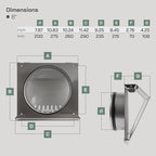Vent Systems 8" Inch Air Supply Vent Cover with Rubber Gasket - Stainless Steel - Robust Weatherproof Outdoor Air Intake Box - Duct or Surface Mounting - Rain and Snow Protection