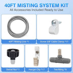 40FT Misters for Outside Patio - 9 Mist Nozzles & 3/4'' Adapter, Water Misters for Cooling Outdoor, Easy to Install, Misting System for Patio, Pool, Garden, Waterpark, Trampoline, Greenhouse