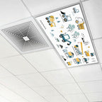 4 Pcs Fluorescent Light Covers for Ceiling Lights Construction Vehicles Machinery Trucks Cranes Cement Mixers Blue Decorative Magnets Light Filters for Office Home Classroom Must Haves 4’ x 2’