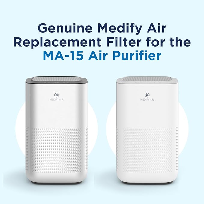 Medify MA-15 Set Genuine Replacement Filter for Allergens, Smoke, Wildfires, Dust, Odors, Pollen, Pet Dander | 3 in 1 with Pre-filter, HEPA H13 and Activated Carbon | Removal to 0.1 Microns | 2-Pack