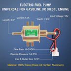 Universal Electric Fuel Pump Kit 12v 3-6 PSI Low Pressure with Fuel Filter 6.56 FT 5/16" ID Fuel Line Replacement For Carburetor Lawn Mower Gas Diesel Fuel Transfer Pump