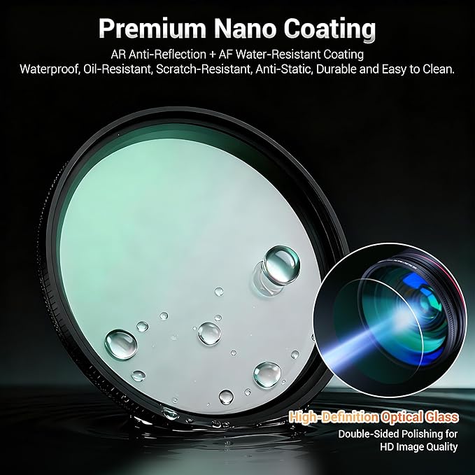 67mm Black Diffusion 1/4 & Reflectivity CPL 2 in-1 Filter with Lens Cap, Dreamy Softens Highlights with Effective Polarization, Mist Cinematic Polarizer Effect Filter with ND2 Reduction
