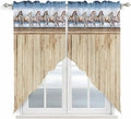 Western Horse Swag Valances for Windows, Farmhouse Wooden Grain Vintage Cowboy Barn Door Rod Pocket Kitchen Curtains Valance, Small Window Curtains Swag for Cafe Living Room, 2 Panels, 36x36 inch