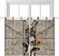 Funny Farm Animals Kitchen Curtains 45 Inch Length, Short Cafe Window Curtains Tab Top, Vintage Barn Brown Sunflowers Light Filtering Window Treatments Tier Drapes 27.5"x45" 2 Panel