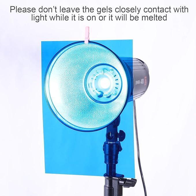 20 Pack Gel Light Filter Color Correction Colored Overlays Transparent Color Film Lighting Gel Filter Plastic Sheets Correction for Lamp, Headlight, Photo Studio Strobe, LED, Headlight Film