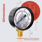 2-inch Pool Filter Pressure Gauge,60PSI, 1/4" NPT (Dry Lower 0-200PSI)