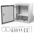 Steel Electrical Box, 20"x16"x10" Steel Enclosure, IP67 Waterproof & Rust-Resistant, Outdoor/Indoor Electrical Junction Box with Mounting Plate for Wall/Pole Mount