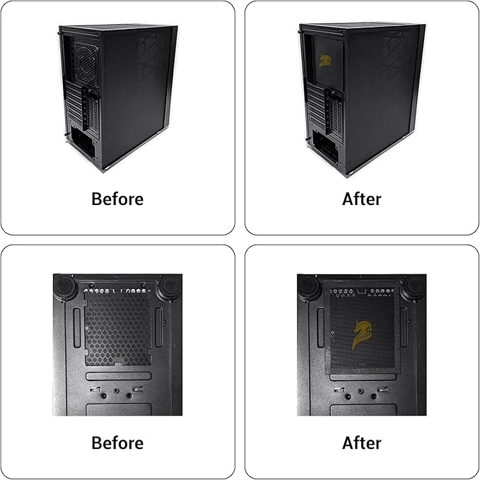 Dust Filter PC 90mm for Computer Cooler/PSU/Routers PVC 50 Mesh, Magnetic Frame PC Fan Dust Mesh Cooler Filter Dustproof Computer Fan Grills (PVC, Gentleman, 90 * 90mm, 5pcs, Black)