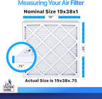 Filter King 19x38x1 Air Filter | 4-PACK | MERV 8 HVAC Pleated A/C Furnace Filters | MADE IN USA | Actual Size: 19 x 38 x .75"