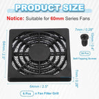 PATIKIL 60mm Fan Filter Grill, 6 Pcs Plastic Ventilation Dustproof Grill Covers Cooling Ventilator with Screws for Industry Workshop Computer Case Refrigerators Air Conditioning, Black