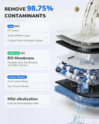Ecoviva Mate 3 Countertop Reverse Osmosis Water Filter, 8-Stage RO Water Filtration System with 44oz Water Pitcher Smart Auto-Filling, NSF Certified Water Purifier, 3:1 Pure to Drain, Black