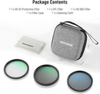 NEEWER 52mm UV/CPL/ND Lens Filter Kit with Hard Shell Storage Case, Multicoated Optical Glass & Aluminum Alloy Frame, UV + Circular Polarizer (CPL) + Neutral Density (ND4) Filter for Camera Lens