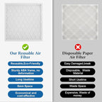 20x20x1 MERV 11 Air Filter, Quality AC/HVAC Furnace Filter，2 Reusable ABS Frame + 8 Pack Replaceable Filter Media，Breathe Fresher and Cost-effective