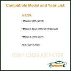 Cabin Air Filter for Mazda 3,6,CX-5,Replacement for CF11811,KD45-61-J6X （White,3 Pack)