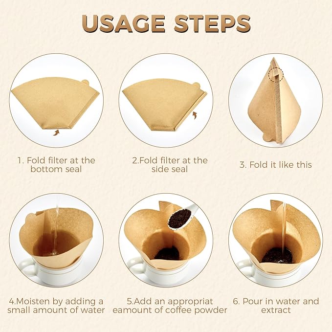 130 Count #4 Cone Coffee Filters 8-12 Cup, Unbleached Natural Paper, Disposable coffee filters 4 cone paper, Filters Paper Compatible with Ninja Coffee Filters, Pour Over and Drip Coffee Maker