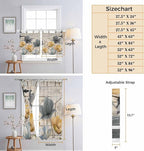 Spring Tulips Flower Kitchen Curtains 24 Inch Length, Small Window Curtains Tab Top, Vintage Floral Barn Doors Rustic Beige Light Filtering Short Window Treatments Tier Drapes 27.5"x24" 2 Panel