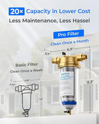 Waterdrop Mega Spin Down Sediment Filter, Upgraded Reusable Backwash Whole House Water Filter System for City/Well Water, 50 Micron+100 Micron, 1" MNPT + 3/4“FNPT, BPA Free