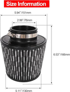 Cold Air Intake Filter High Performance Washable Filter Clamp-On Replacement Air Filter Flange Diameter 3inch/76mm Carbon Fibre Pattern