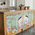 Easter Kitchen Tier Curtains 24 Inch Long 2 Panel Set,Rod Pocket Cafe Small Window Curtains Over Sink,Spring Watercolor Bunny Eggs Wooden Grain Green Light Filtering Short Drapes 27.5"W x 24"L