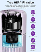 2 Pack Air Purifier for Home Bedroom with H13 True HEPA Filter for Smoke, Smokers, Dust, Odors, Pollen, Pet Dander | Quiet 99.9% Removal to 0.1 Microns | Purple Available for California