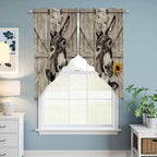 Funny Farm Animals Swag Valances for Windows, Vintage Barn Brown Sunflowers Rod Pocket Kitchen Curtains Valance, Kitchen Window Curtains Swag for Cafe Bathroom Living Room, 2 Panels, 36x45 inch